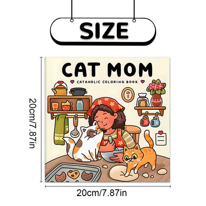 Coloring Book 24-Page Cat Family Life Scenes Relaxation Easter Gift Idea For Stress Relief