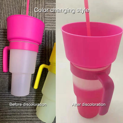 Vaso para bocadillos 2 en 1 Tazón para bocadillos Vaso antisalpicaduras a prueba de fugas Vaso para palomitas Estadio Noche de película Otoño 2025