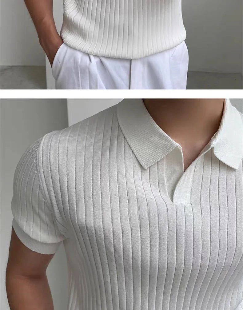 Quick-dry men's golf polo shirt - slim fit short sleeve, polyester, for sports and casual wear