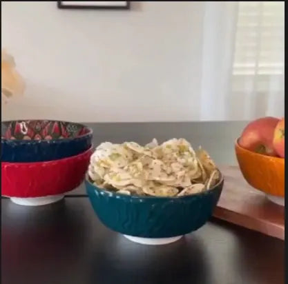 Boheemse keramische kommen set bloemmotief serveerschalen veelzijdig