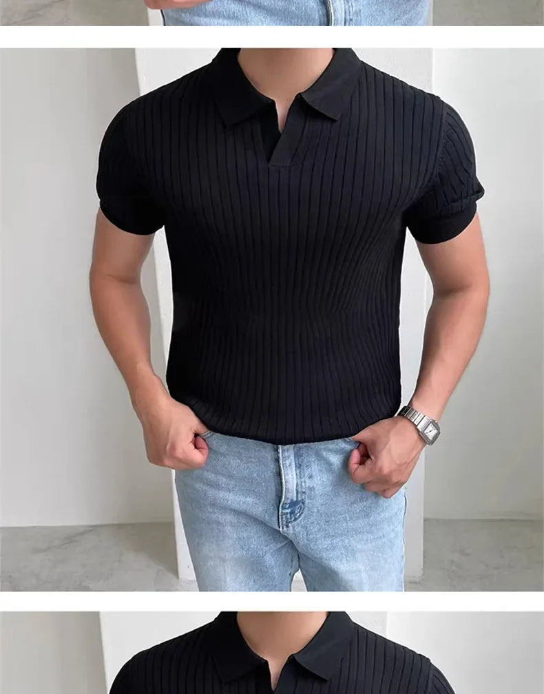 Quick-dry men's golf polo shirt - slim fit short sleeve, polyester, for sports and casual wear