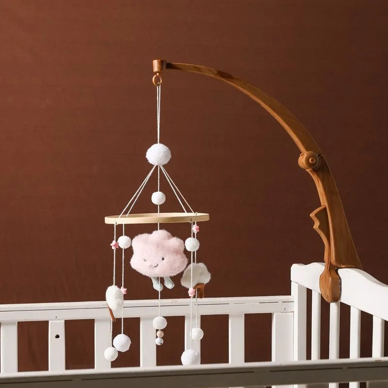 Wooden Felt Animal Crib Mobile With Soothing Calming Music