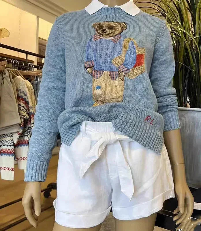 Weicher Damen Strickpullover - Rundhalsausschnitt, Baumwolle, Wochenende