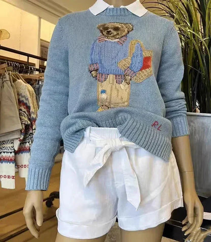 Weicher Damen Strickpullover - Rundhalsausschnitt, Baumwolle, Wochenende