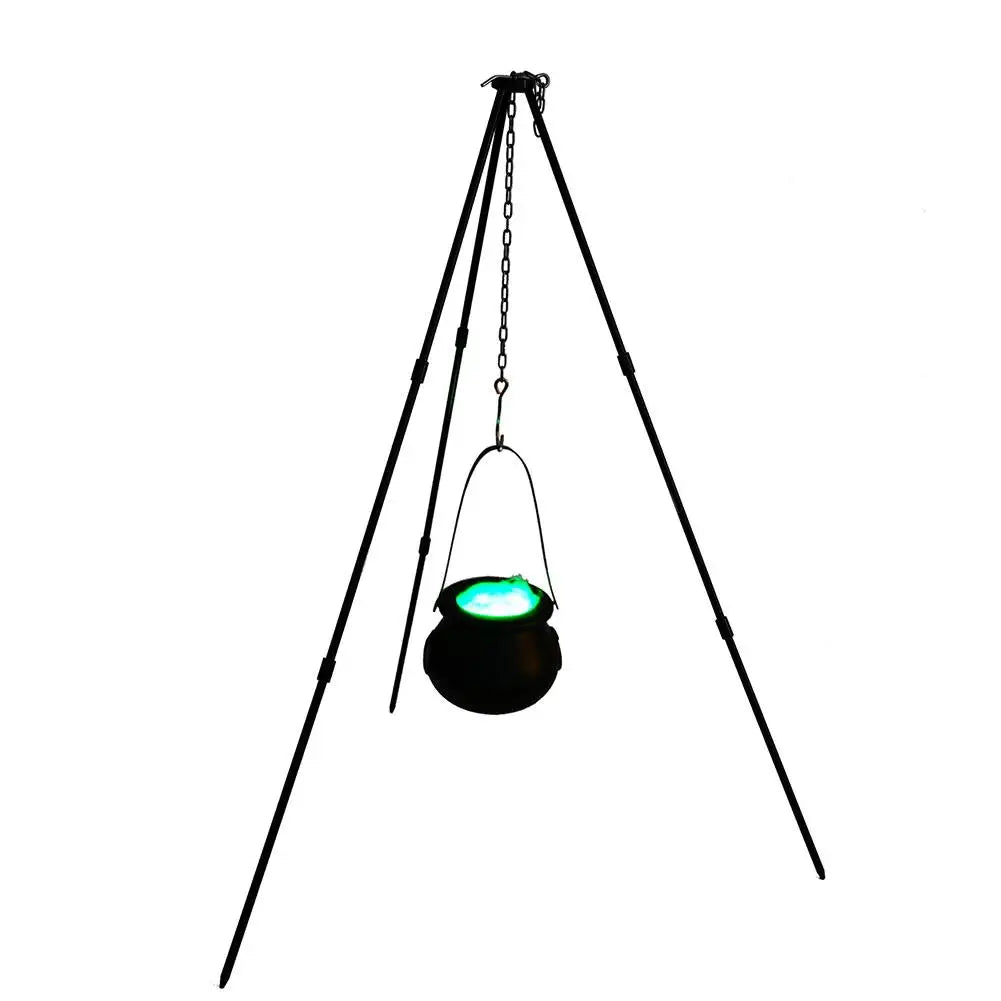 Caldero grande de brujas con trípode y luces LED verdes en cadena para exteriores Decoración espeluznante para fiesta de Halloween 2025