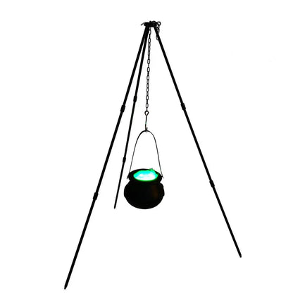 Caldero grande de brujas con trípode y luces LED verdes en cadena para exteriores Decoración espeluznante para fiesta de Halloween 2025