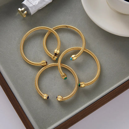 Gold Plated Stainless Steel Stackable Bracelet Set Cuff Jewelry For Elegant Layering Spring 2026 Gift