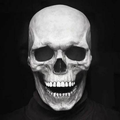 Full-Head Skull Silicone Horror Mask with Movable Jaw for Adults Halloween 2026