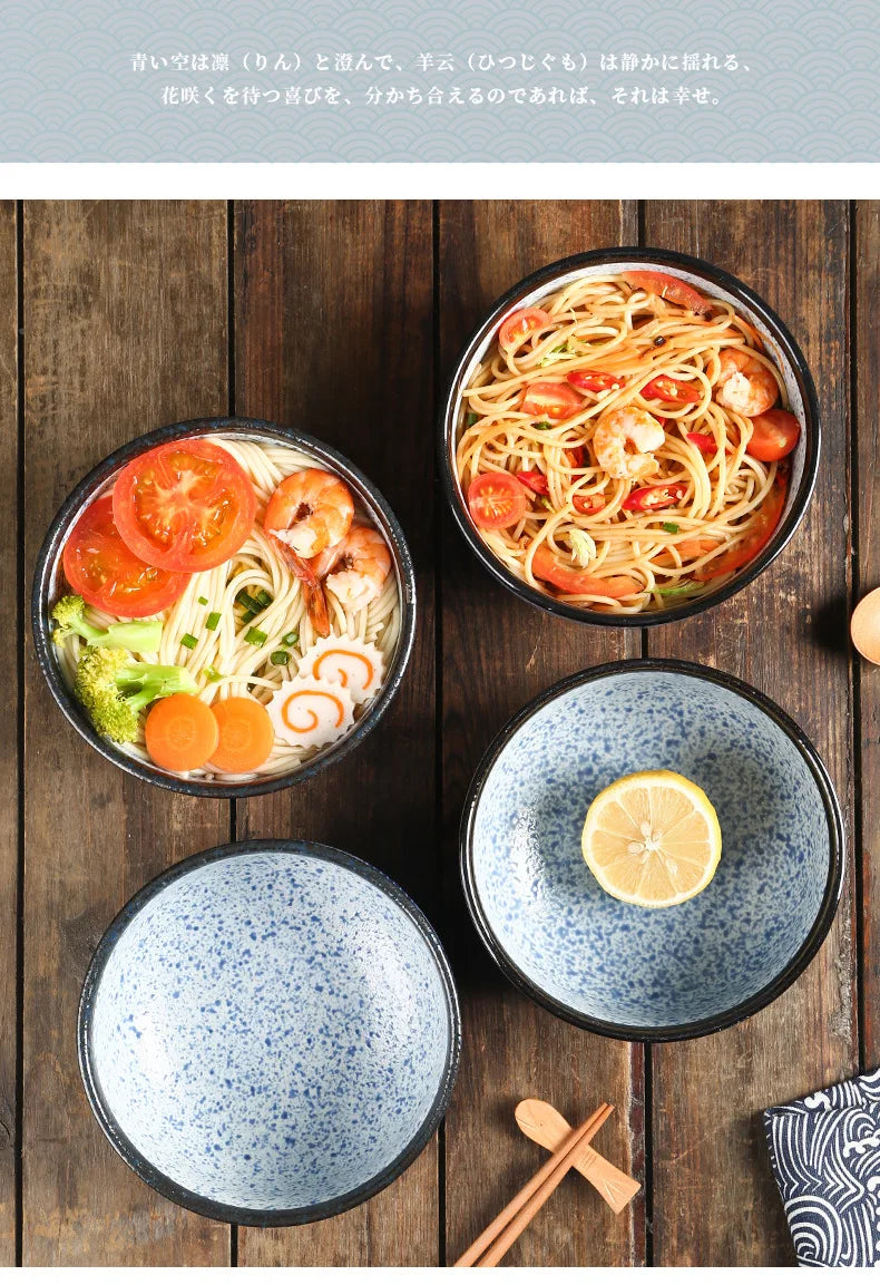 Ciotola per noodle Qinghai Wave dipinta a mano Ciotola in ceramica vintage