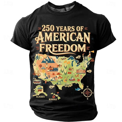 Soft unisex graphic tee - distressed flag print, 250-year design, durable cotton, casual everyday wear