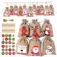 Christmas Advent Calendar 24Pcs Gift Bags Set - Durable Cloth with Customizable Number Stickers for Holiday Decor