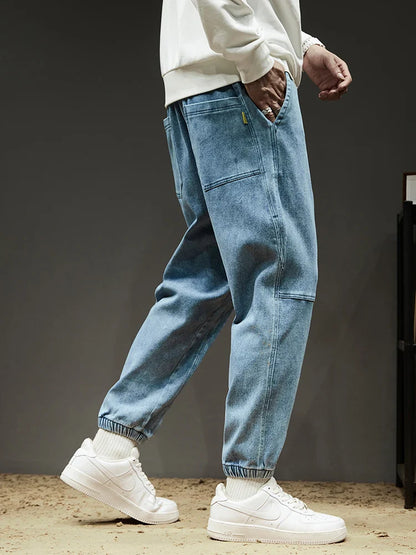 Lightweight Men’s Jogger Jeans - Baggy Tapered Cotton Blend