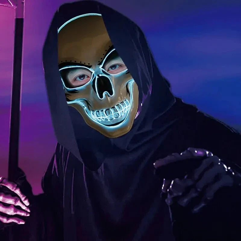 LED Skull Mask Full Face Glowing Terror Mask Halloween Fall 2025 Masquerade Party Costume Mask Breathable