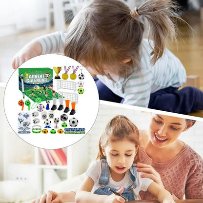 Fußball-Themen-Weihnachts-Adventskalender 2025 - Kinder Bausteine Countdown Spielzeug