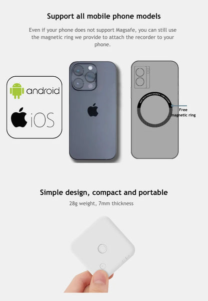 Enregistreur vocal IA 64GB avec transcription et traduction