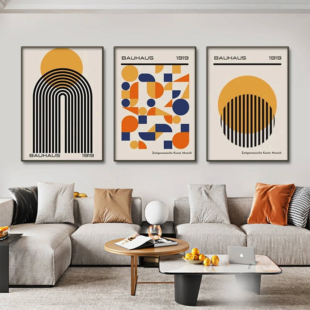 Bauhaus Abstract Geometric Posters Vertical Canvas Art