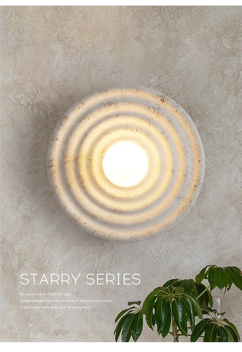 Japandi Wabi Sabi Round Wall Sconce Japanese Minimal LED Light