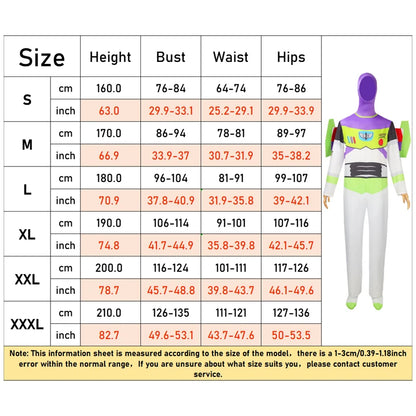Buzz Lightyear Toy Story Disney-cosplaypak, jumpsuit met vleugels voor volwassenen, Halloweenfeest 2026