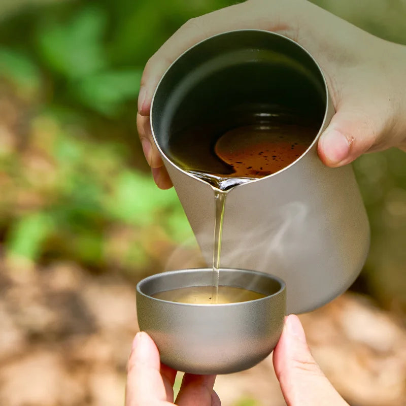Pure Titanium Double Layer Tea Cup 50ml Camping Set