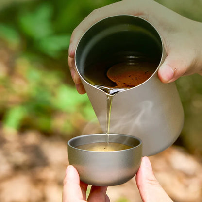 Pure Titanium Double Layer Tea Cup 50ml Camping Set