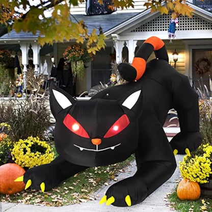 Opblaasbare zwarte kat van 7-Foot met Halloween-LED voor buiten, feest- en tuindecoratie 2026