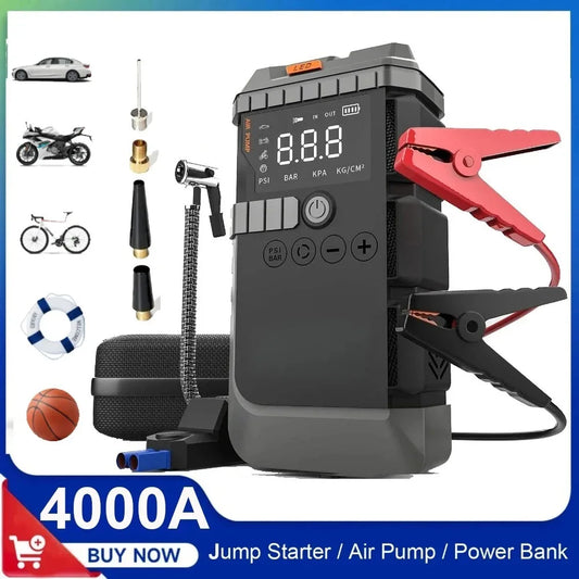 Car Jump Starter With Air Pump 3000A Peak Digital Tire Inflator 150 PSI Portable Power Bank Fall 2025