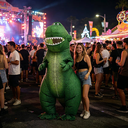 Groen opblaasbaar dinosaurus-mascottekostuum voor volwassenen, personagekostuum voor Halloween en verjaardagsfeest 2026