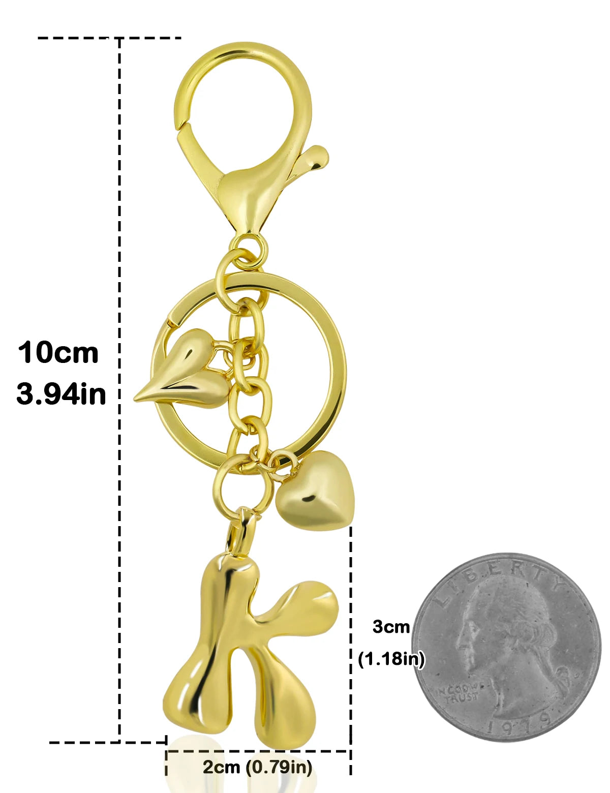 Personlig nøglering guld boblebogstav taskevedhæng gave