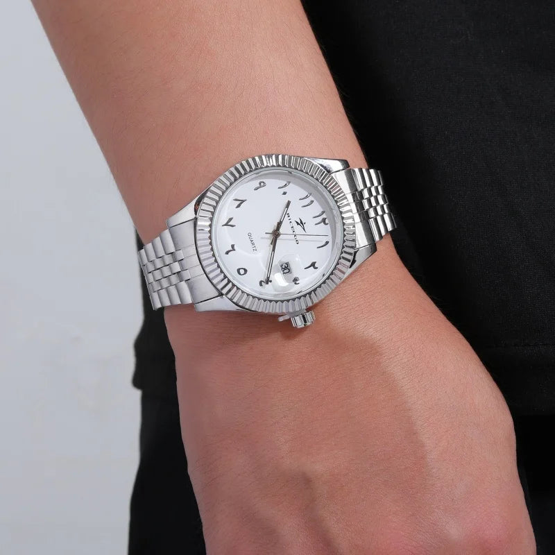 Men's Stainless Steel Date Watch Casual Business Style
