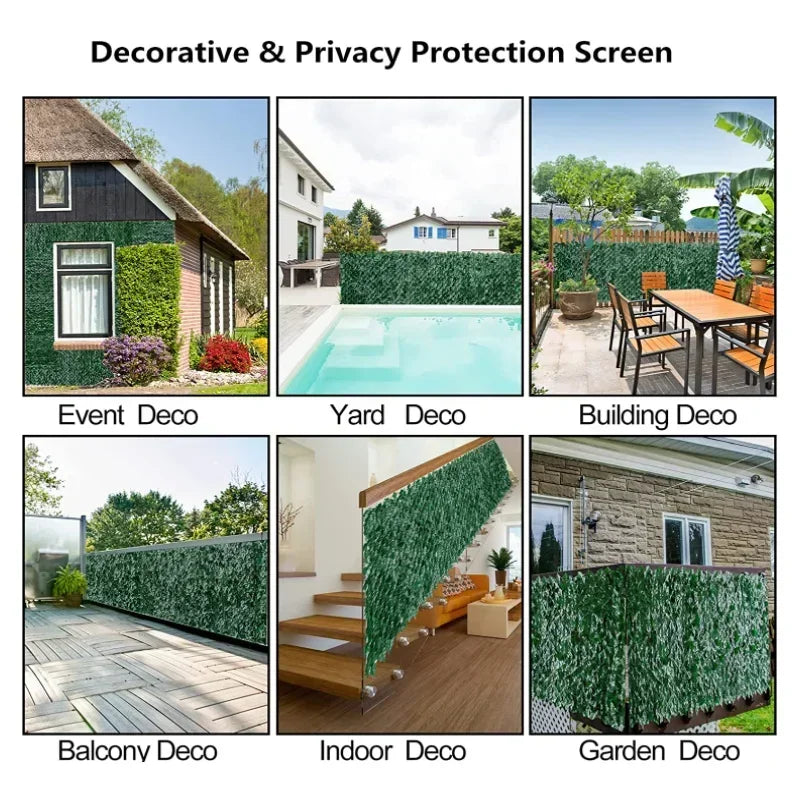 Faux Ivy Privacy Screen Panel - Indoor/Outdoor Green Leaf Garden Decoration for Home and Balcony