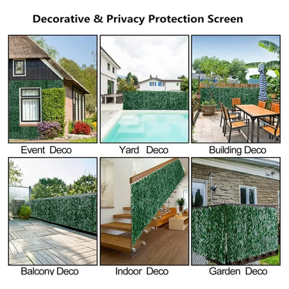 Faux Ivy Privacy Screen Panel - Indoor/Outdoor Green Leaf Garden Decoration for Home and Balcony