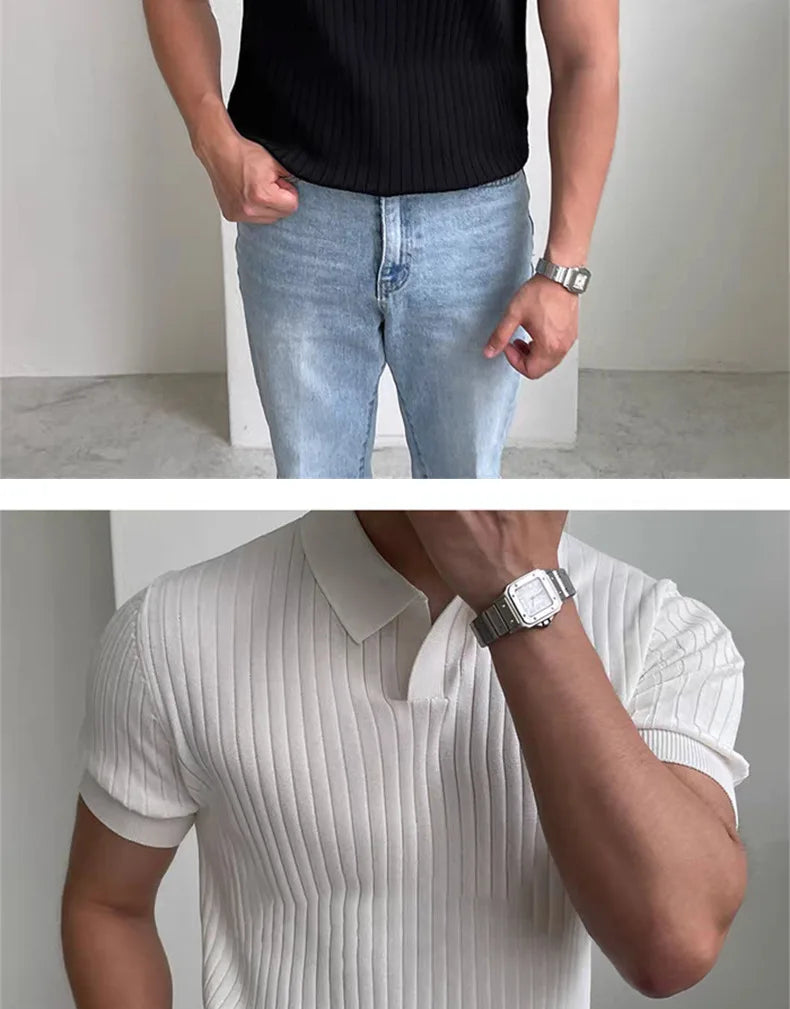 Quick-dry men's golf polo shirt - slim fit short sleeve, polyester, for sports and casual wear