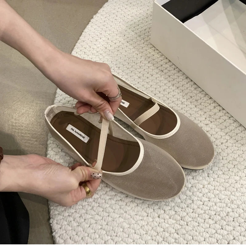 Zapatos planos Mary Jane ligeros para mujer - Malla superficial, casual