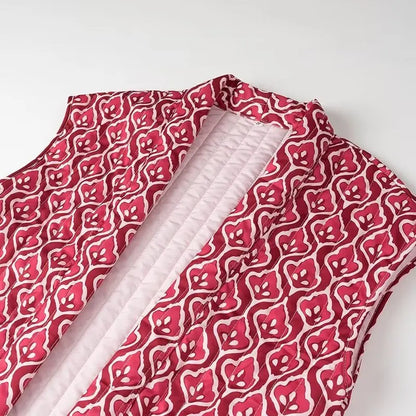 Insulating Women’s Quilted Vest - Loose Open Stitch, Cotton