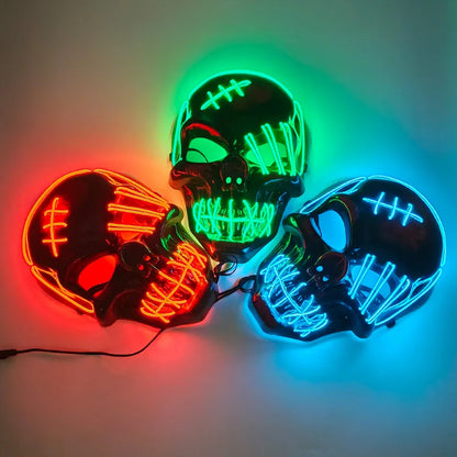 LED Glowing Skull Mask Full Face Halloween 2025 Cosplay