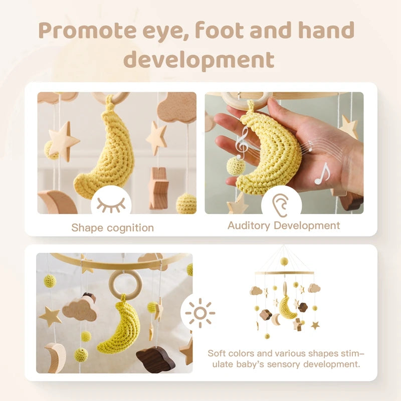 Hot Air Balloon Crib Mobile Newborn Sensory Toys Soothing