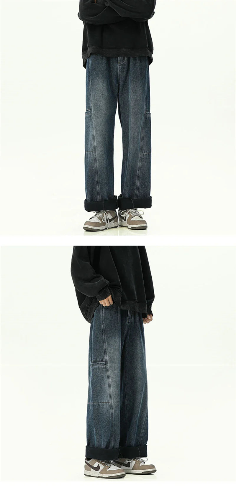 Oversized Mens Cargo Jeans - Wide Leg, Denim, Street