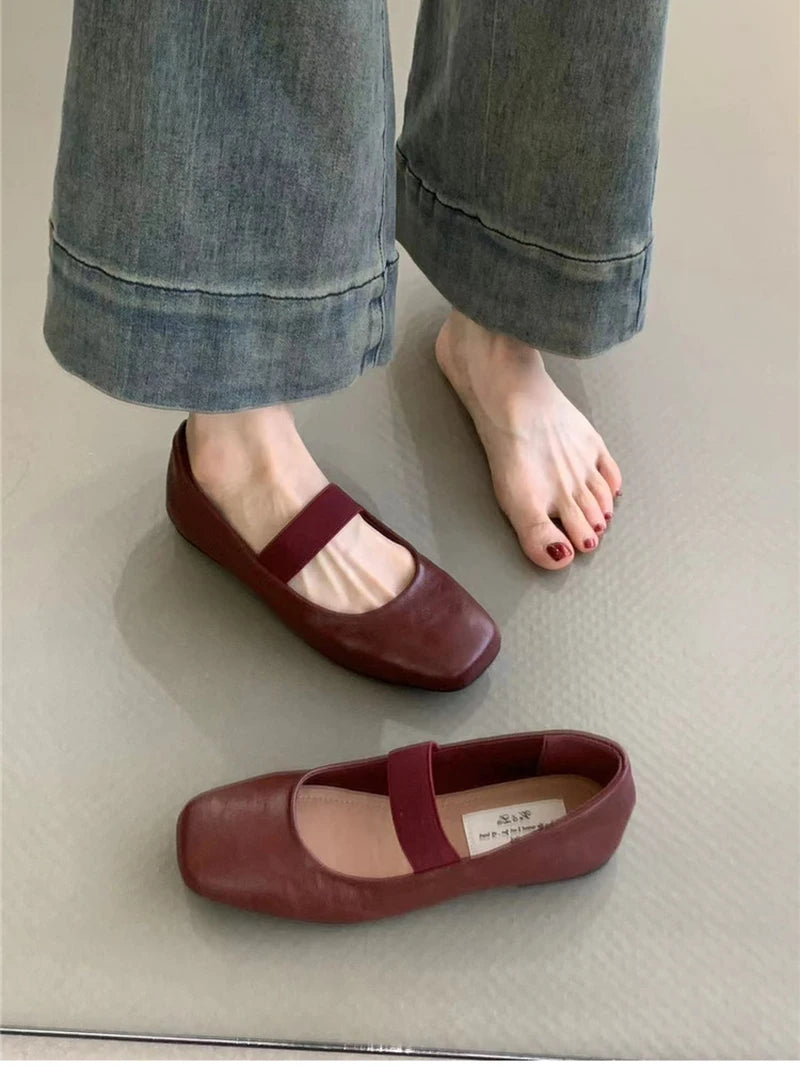 Ondersteunende Dames Ballerina's - Vierkante Neus Mary Jane