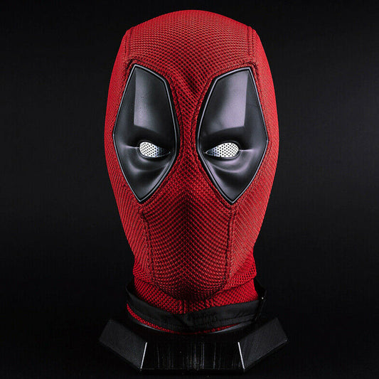 Breathable Deadpool Full Head Cosplay Mask for Adults - 2024 Halloween Costume Accessory, Red and Black Latex Design