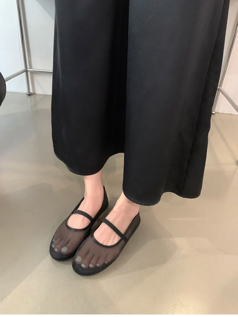 Zapatos planos Mary Jane ligeros para mujer - Malla superficial, casual