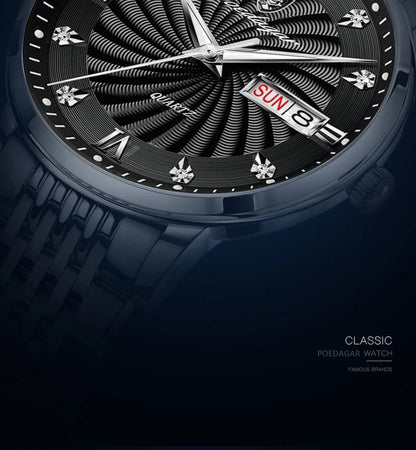 Quartz Wristwatch Stainless Steel Luminous Date Week