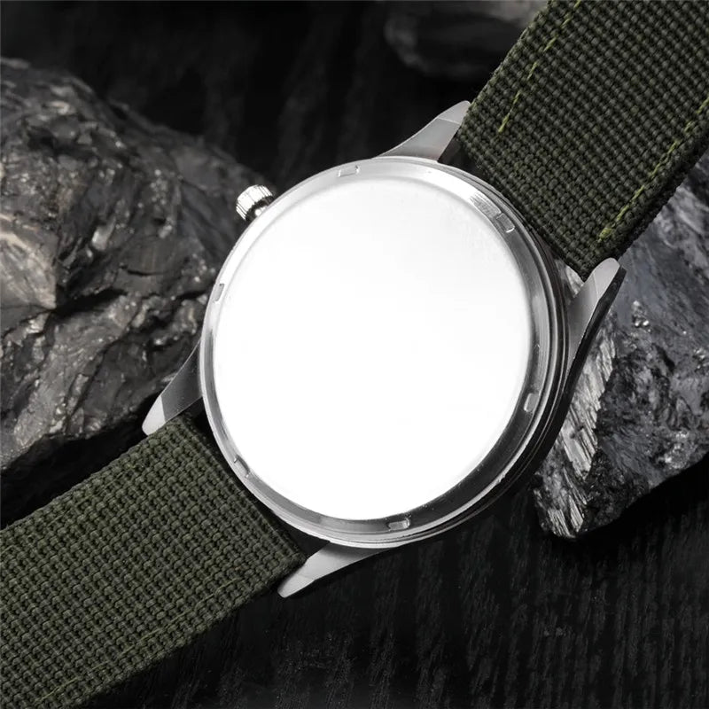 Quartz Field Watch Nylon Strap Military Style Date Luminous