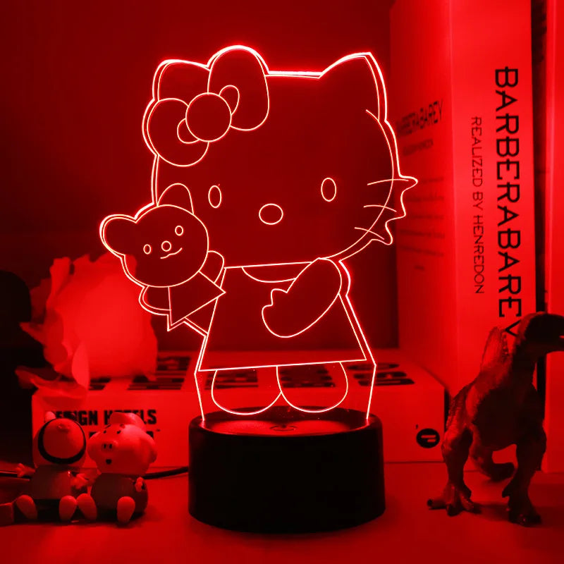 Hello Kitty 3D Anime LED Night Light - Cute Bedroom Lamp