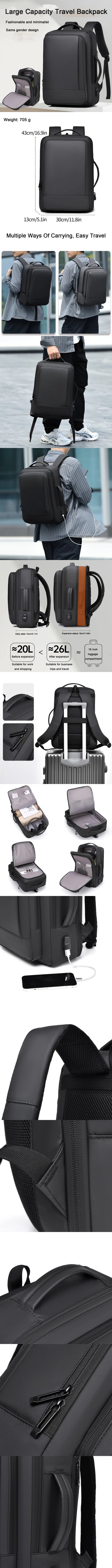 Travel Backpack Expandable Unisex Laptop And Business Style Fall 2026 Travel Companion