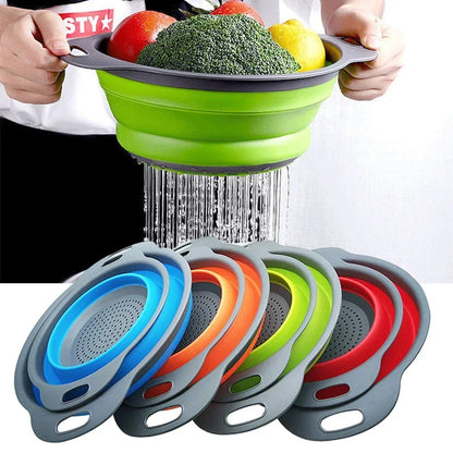 Silicone Folding Drain Basket Colander Eco Friendly Space Saving Kitchen Drainer Spring 2026