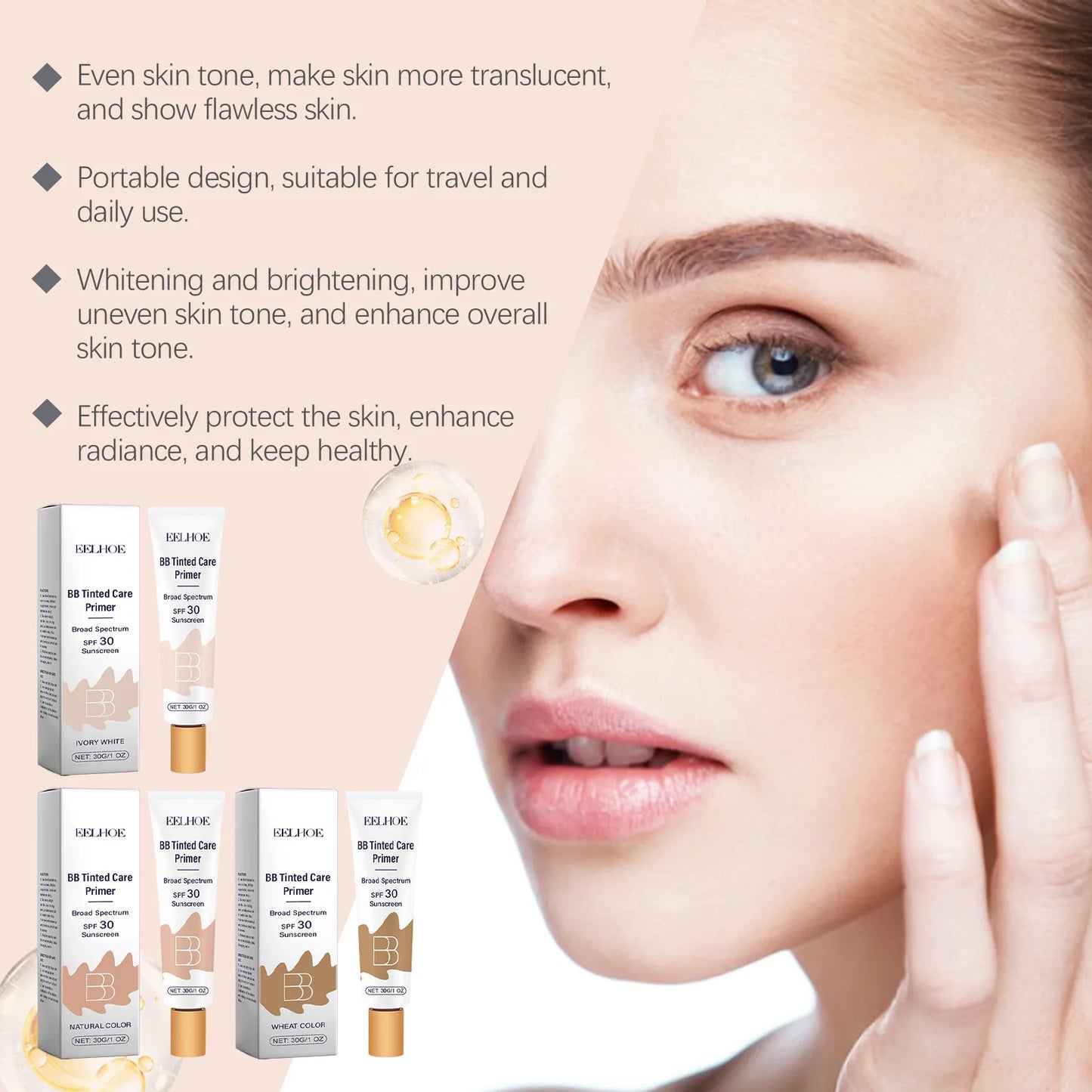 BB Cream Fondotinta Primer Waterproof SPF 30 Protezione Solare Coprenza Totale Correttore Illuminante Effetto Glow Virale su TikTok