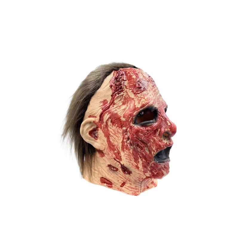 Bloedige slagersmasker van latex met horrortrauma en uitlopende bloeddetails voor volwassenen, Halloween 2026