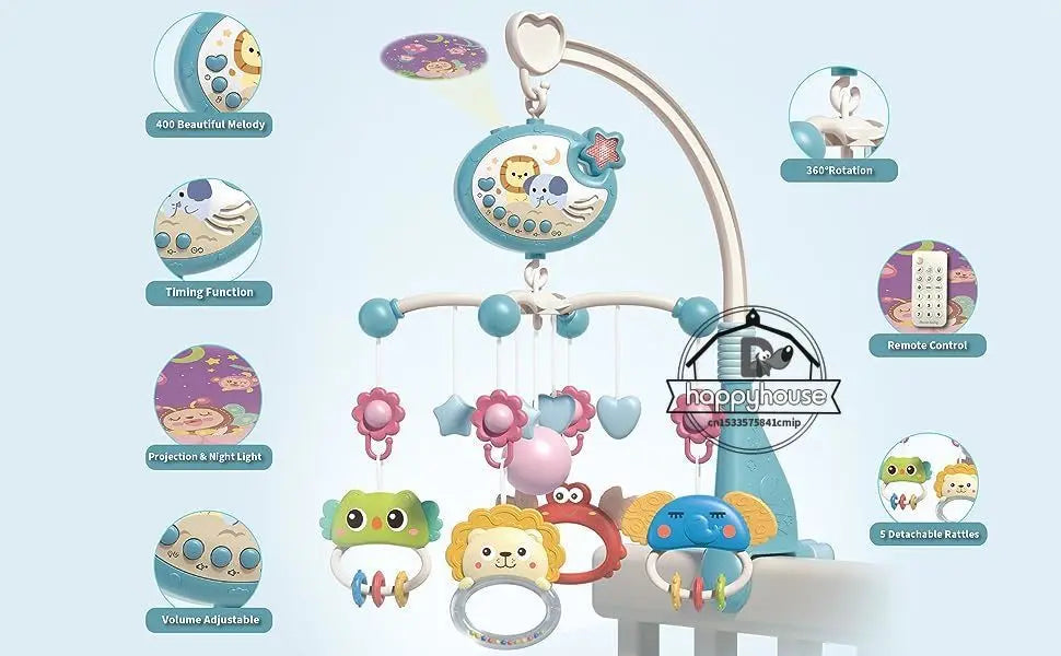Sengemobil Fjernkontroll Musikk Lys Nyfødt Sensoriske Leker
