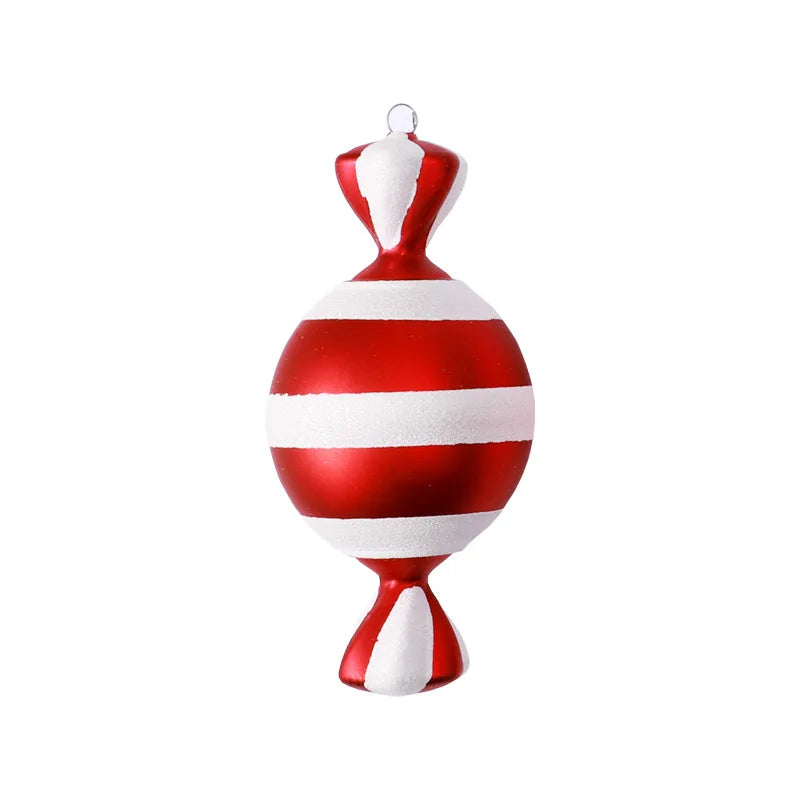 Red and White Christmas Candy Ball Ornaments - 2023 Holiday Tree Decorations, Cute Lollipop Pendant for Home Party and Winter Celebrations