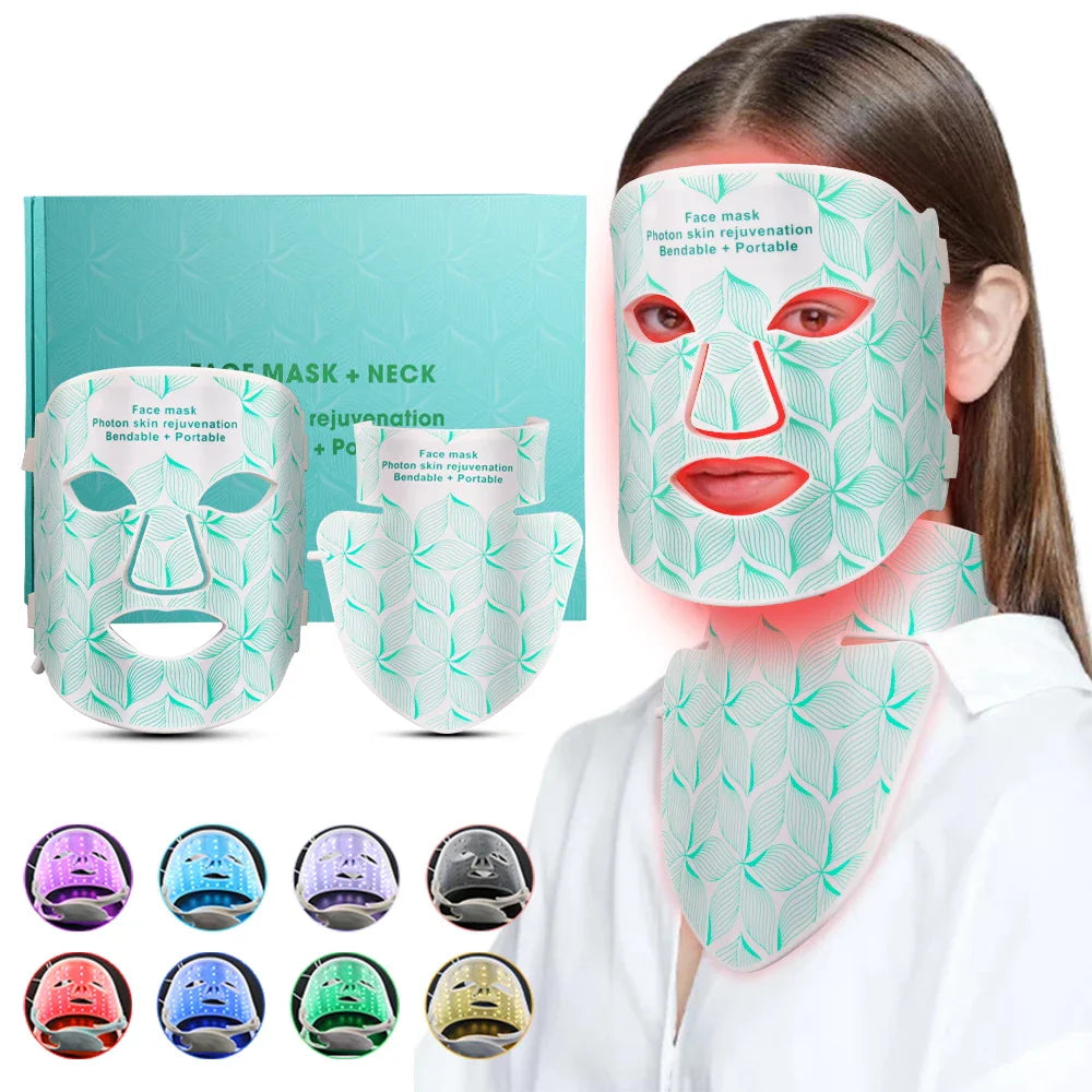 Gesichts-LED-Maske mit rotem Licht für den Hals, Infrarottherapie zur Hautverjüngung und gegen Hautalterung, Geschenkidee für 2026